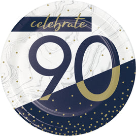 7IN. NAVY & GOLD MILESTONE DESSERT PLATE- 90  8 CT.