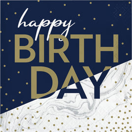 NAVY & GOLD MILESTONE HAPPY BIRTHDAY LUNCH NAPKINS 16 CT.
