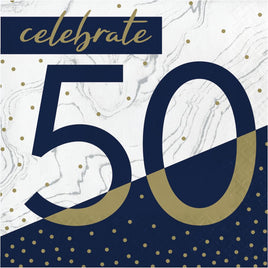 NAVY & GOLD LUNCH NAPKINS- 50  16 CT.