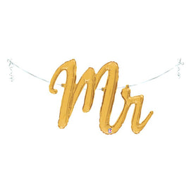 39" Gold "MR" Script Air Filled Balloon