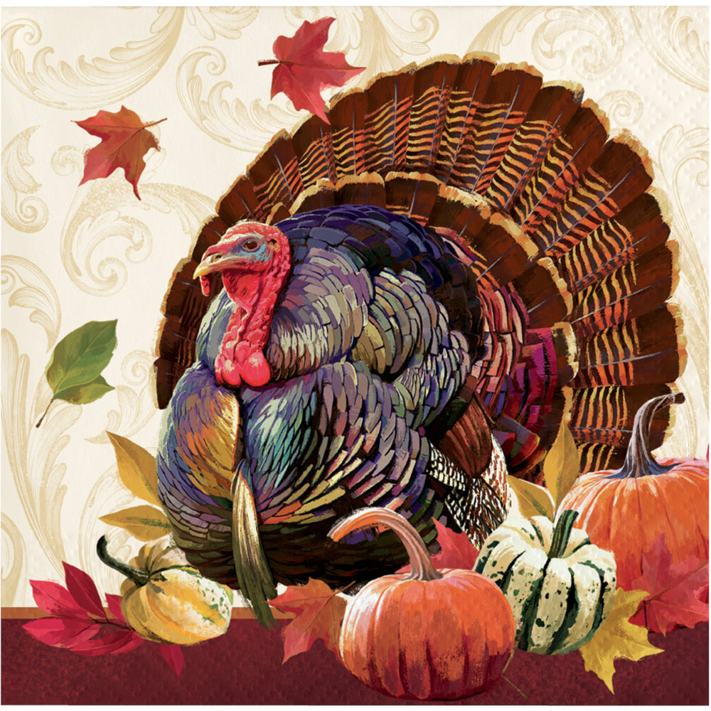 Thanksgiving Turkey Beverage Napkins 16 ct.