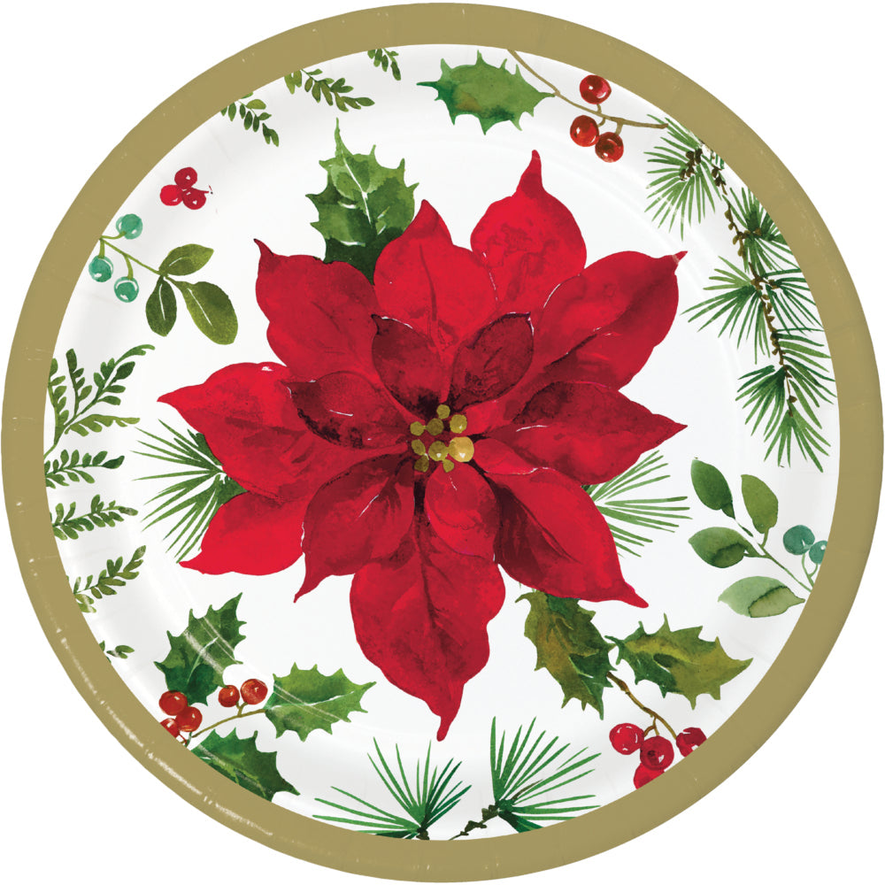 7" Posh Poinsettia Dessert Paper Plates 8 ct.