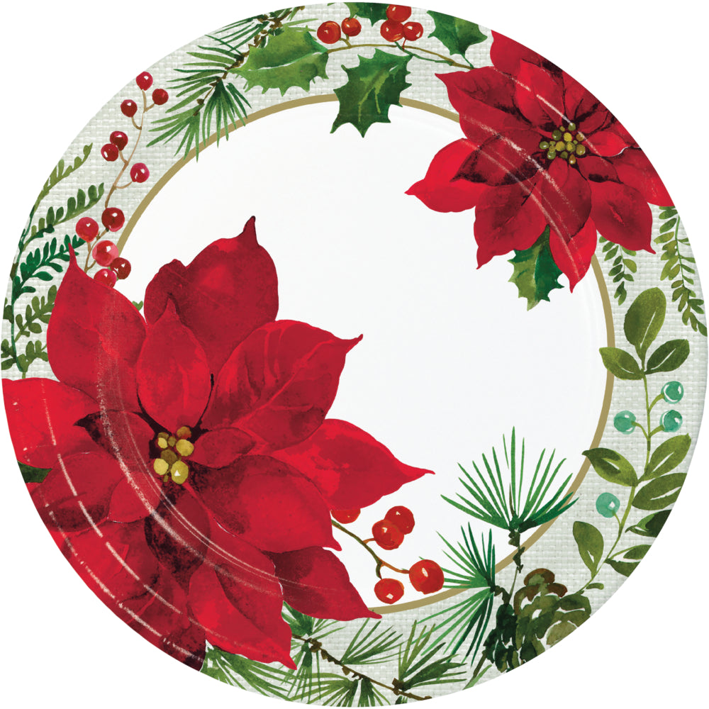 9" Posh Poinsettia Lunch Paper Plates 8 ct.