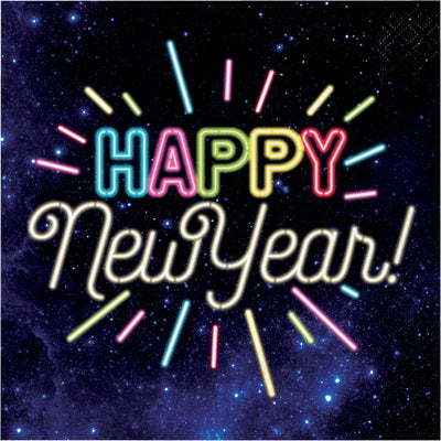 Neon New Year Lunch Napkins 16 ct.