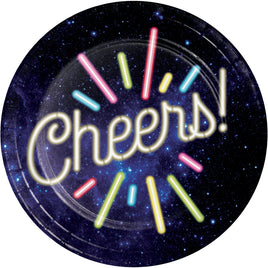 7" Neon New Year Dessert Paper Plates 8 ct.