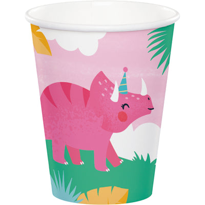 9OZ. GIRL DINO PARTY PAPER CUP 8 CT.
