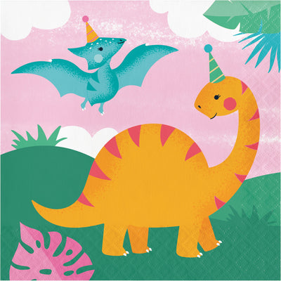 GIRL DINO PARTY LUNCH NAPKINS 16 CT.