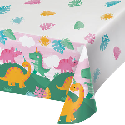 GIRL DINO PARTY PAPER TABLECOVER 54