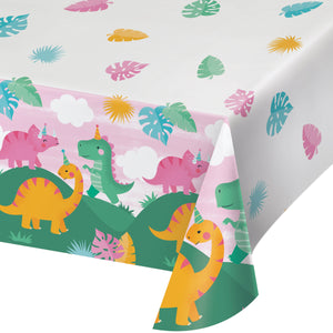 GIRL DINO PARTY PAPER TABLECOVER 54" x 102"  1 CT.