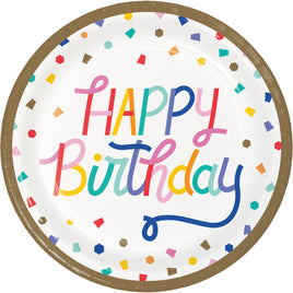9"  BIRTHDAY CONFETTI PAPER PLATES 8 CT.