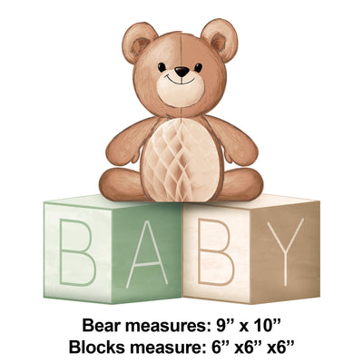 BABY BLOCKS W/ HONEYCOMB TEDDY BEAR 1CT.