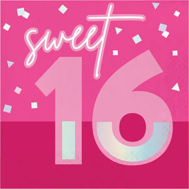Foil Pink 16 Lunch Napkins 16 ct.
