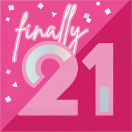 Foil Pink 21 Lunch Napkins 16 ct.