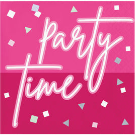 Foil Pink Beverage Napkins 16 ct.
