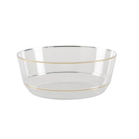 14 Oz. Round Clear • Gold Plastic Bowls | 10 Pack