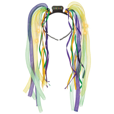 Mardi Gras Light-Up Pigtail Headband