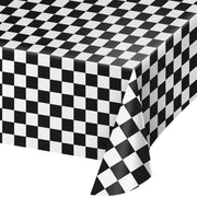 Black and White Checked Paper Tablecover 54 in. X 108 in. 1 ct. 