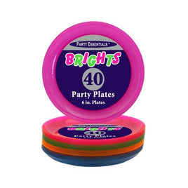 6" Party Plates - Assorted Neons 40 Ct.