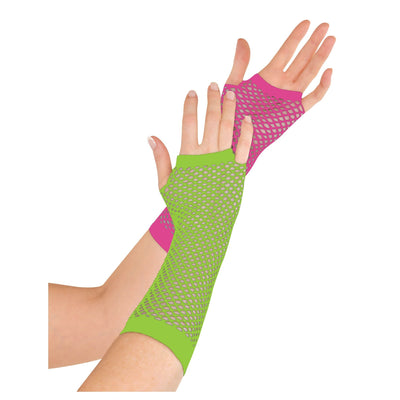 Neon Fishnet Long Gloves
