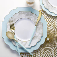 Scalloped Mint, Gold Plastic Dinner Plates | 10 Pack