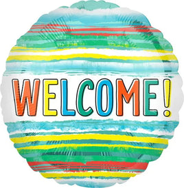 17" Welcome Watercolor Stripes