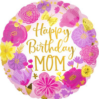17" Happy Birthday Mom Painted Flowers