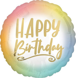 17" Ombre and Gold Happy Birthday Foil Balloon