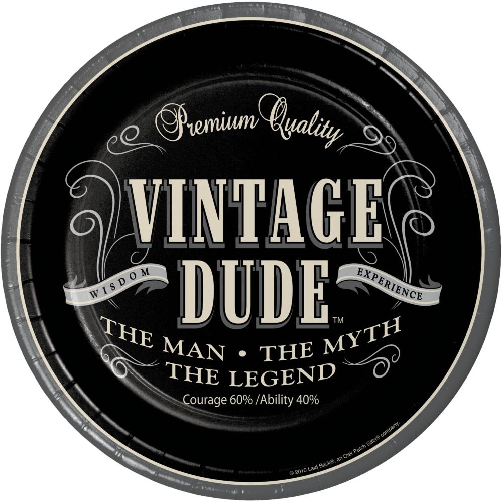 VINTAGE DUDE 7 INCH PAPER PLATE 8 CT