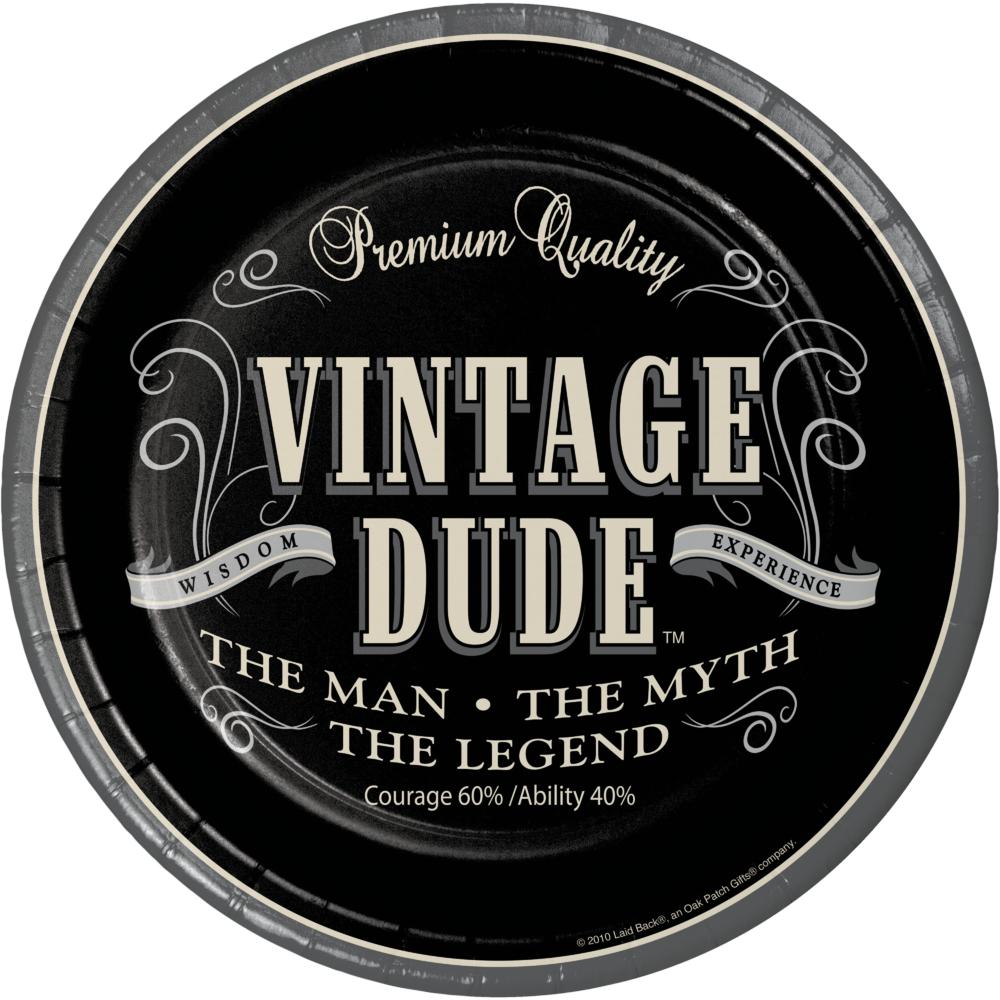 VINTAGE DUDE 9 INCH PAPER PLATE 8 CT