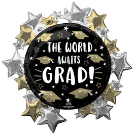 30" THE WORLD AWAITS GRAD JUMBO FOIL BALLOON