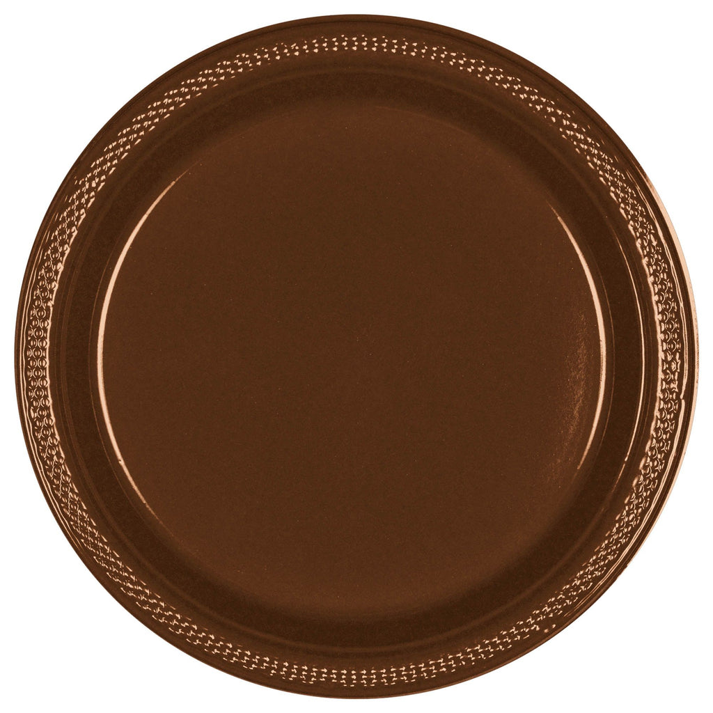 Chocolate Brown 7" Round Plastic Plates 20 ct.