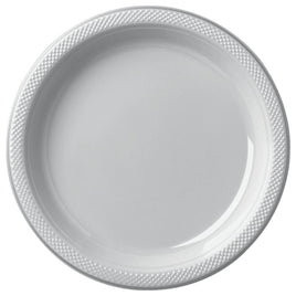 7" Round Plastic Plates  - Silver 20 ct.