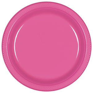 Bright Pink 10" Round Plastic Plates 20 ct.