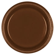 Chocolate Brown 10" Round Plastic Plates 20 ct.
