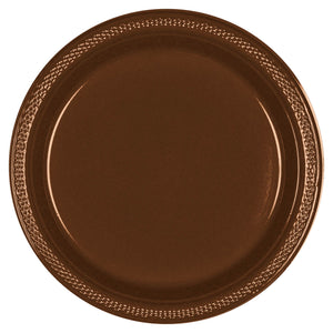 Chocolate Brown 10" Round Plastic Plates 20 ct.