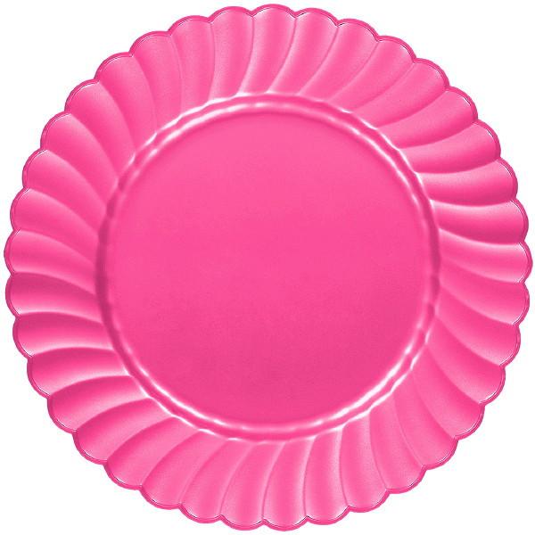 7.5 in Hot Pink Plastic Scallop Plate 12 ct