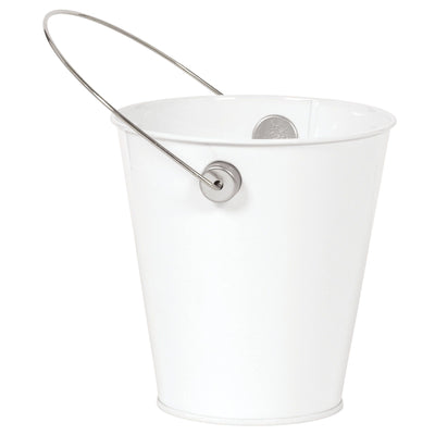 WHITE METAL BUCKET WITH HANDLE  1 CT. 