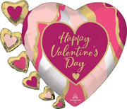 24" Happy Valentines Day Satin Abstract Marble Foil Balloon