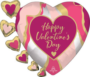 24" Happy Valentines Day Satin Abstract Marble Foil Balloon