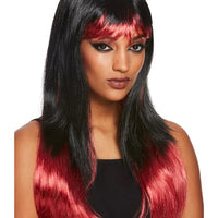 Bleeding Dip Dye Black & Red Wig