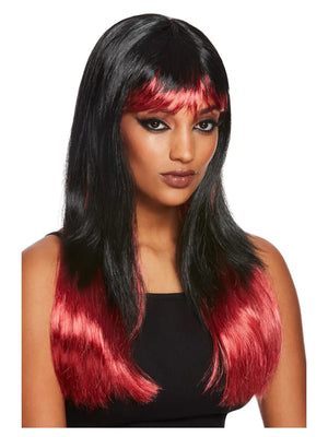 Bleeding Dip Dye Black & Red Wig