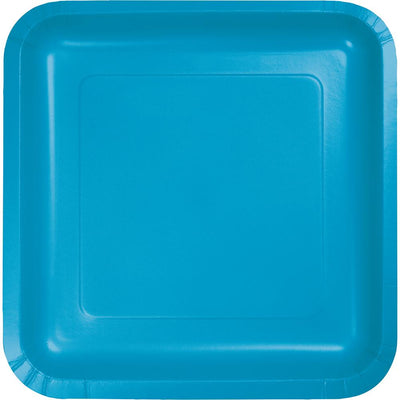 TURQUOISE SQUARE PAPER DESSERT PLATES 18 CT. 