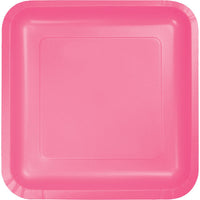 CANDY PINK SQUARE PAPER DESSERT PLATES 18 CT. 