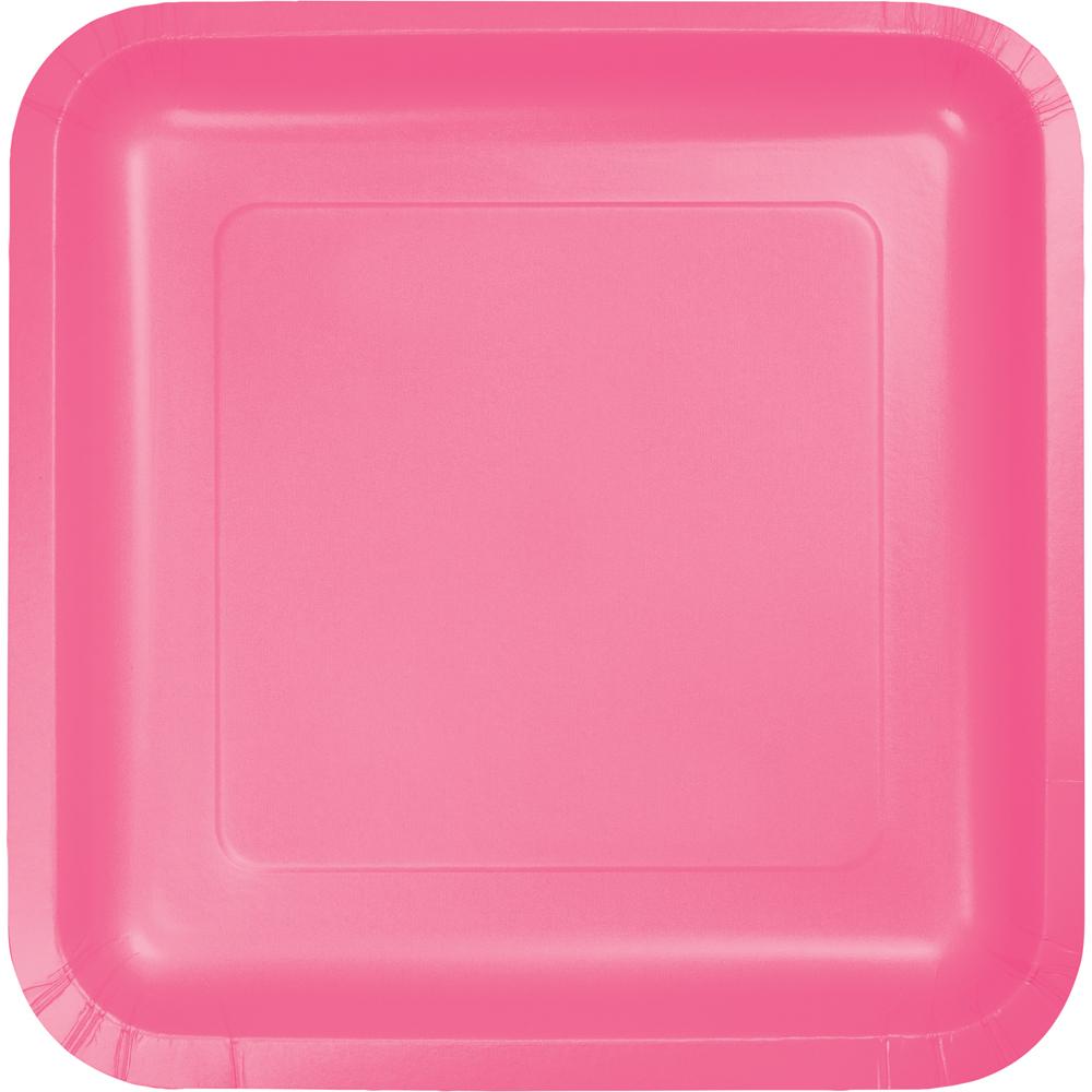 CANDY PINK SQUARE PAPER DESSERT PLATES 18 CT. 