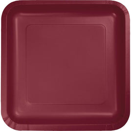 BURGUNDY SQUARE PAPER DESSERT PLATES 18 CT.