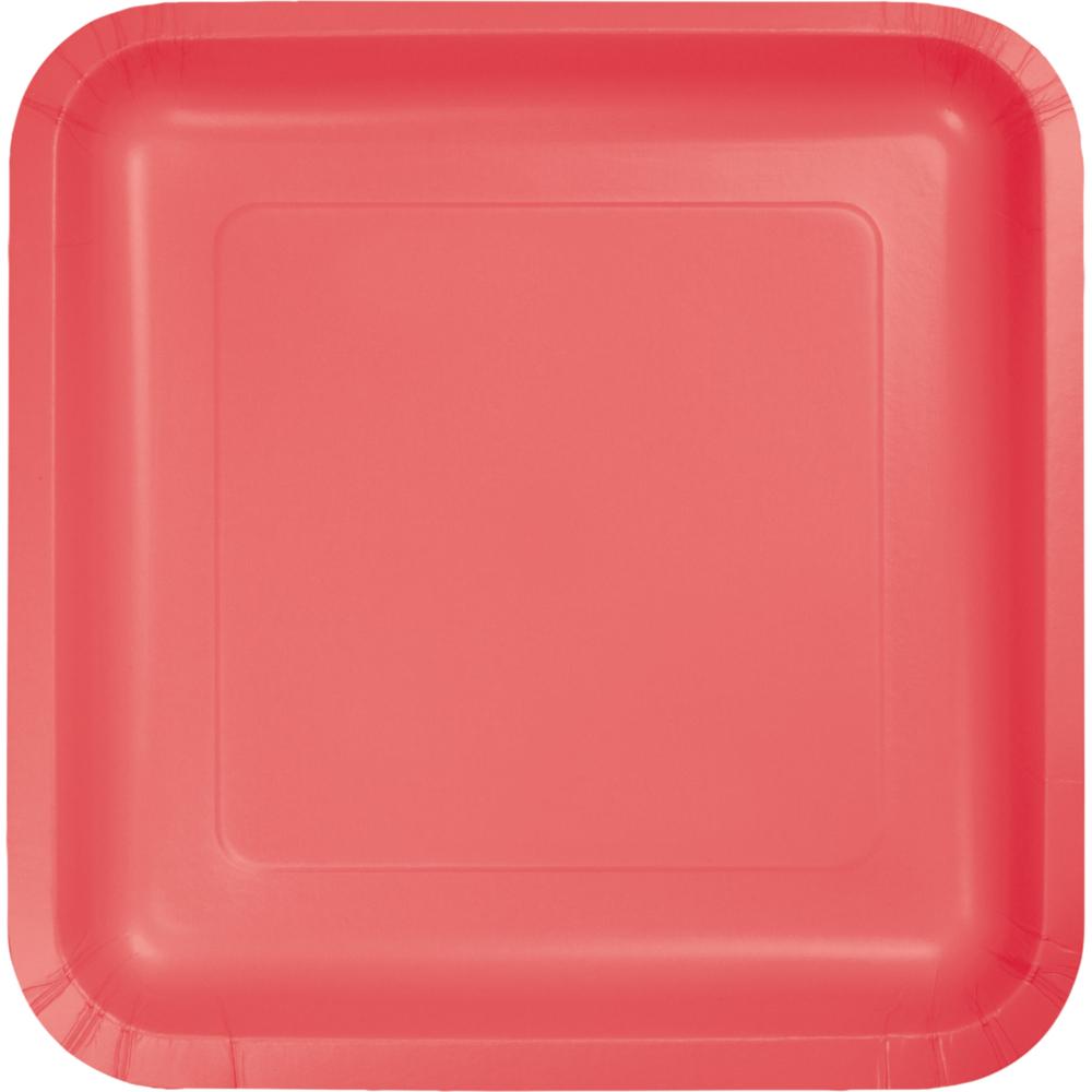 CORAL PAPER SQUARE DESSERT PLATES 18 CT. 