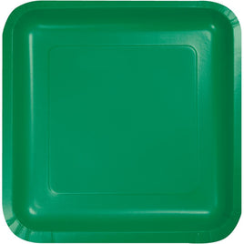 EMERALD GREEN SQUARE PAPER DESSERT PLATES 18 CT. 