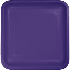 PURPLE SQUARE PAPER DESSERT PLATES 18 CT. 