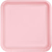 CLASSIC PINK SQUARE PAPER DESSERT PLATES 18 CT. 