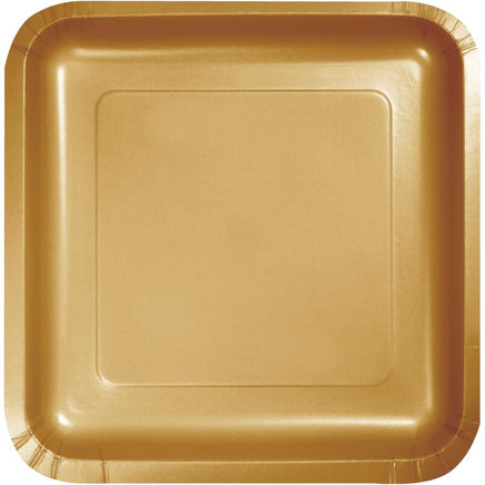 GLITTERING GOLD SQUARE PAPER DESSERT PLATES 18 CT. 
